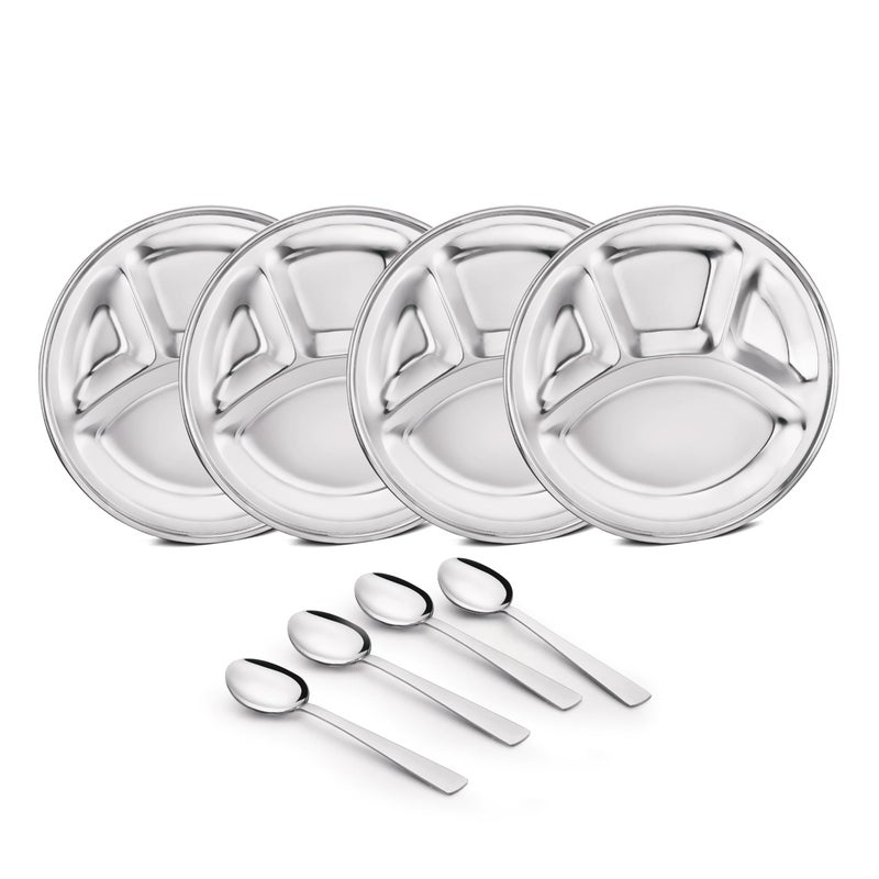 CLASSIC ESSENTIALS Stainless Steel Compartment Plate Bhojan Thali, Lunch/Dinner Plate - Image 1