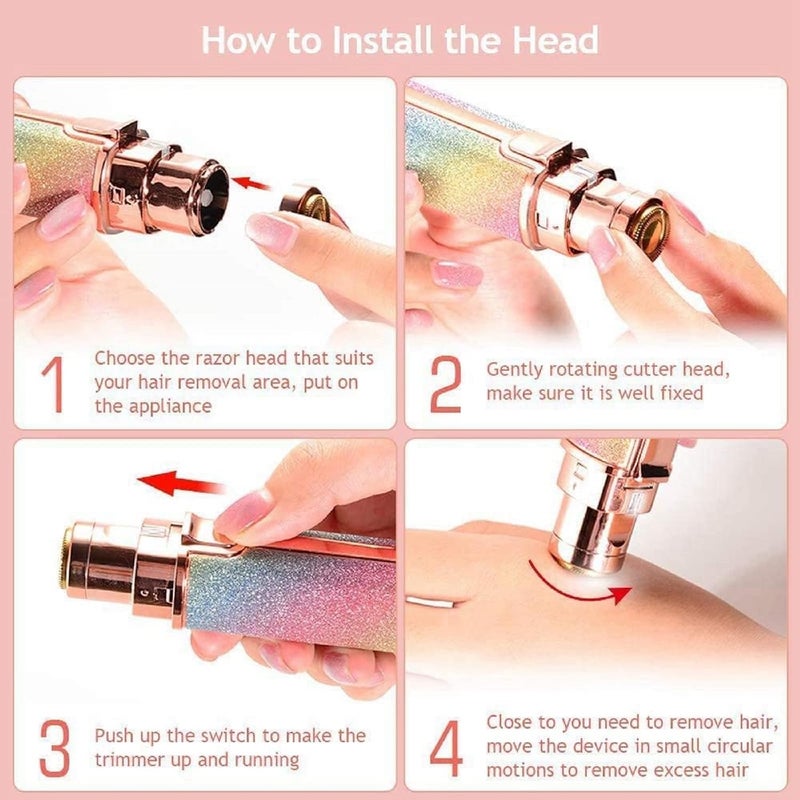 الكيان جهاز إزالة شعر الوجه للنساء 2 في 1 جهاز إزالة شعر الحواجب والوجه قابل لإعادة الشحن، بدون ألم، ماكينة إزالة شعر الوجه للنساء، ماكينة حلاقة الوجه لإزالة شعر الشفاه العلوية، قطعة واحدة - Image 4