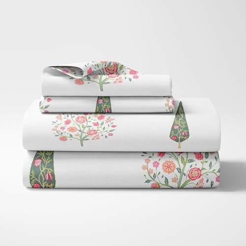 haus & kinder Bedsheet King Size 100% Pure Cotton Bed Sheet with 2 Pillow Covers, 186 TC 108X108 Inches Bedding Set, Soft Breathable Cozy Flat Sheet, Tree of Life - Image 2