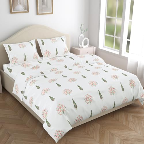 haus & kinder Bedsheet King Size 100% Pure Cotton Bed Sheet with 2 Pillow Covers, 186 TC 108X108 Inches Bedding Set, Soft Breathable Cozy Flat Sheet, Tree of Life - Image 4
