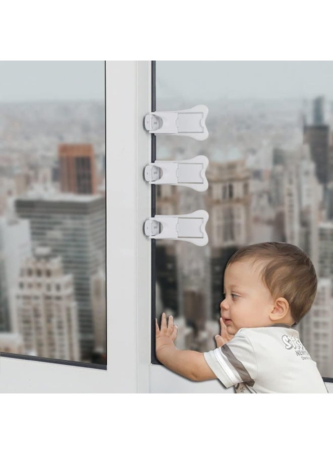 Sliding Door Lock for Child Safety, Window Stoppers for Vertical Wndows, Sliding Patio Door Lock for Baby Proof (4 Pack) - Image 3