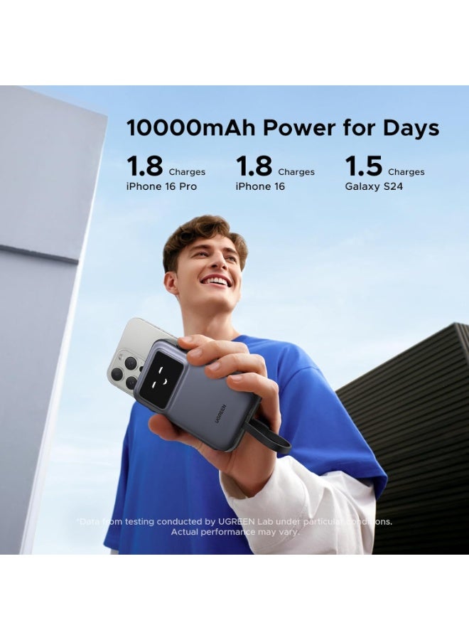 Ugreen Uno Power Bank with Built-in USB-C Cable 10,000mAh Portable Charger PD 30W Fast Charging Battery Pack with TFT Display for iPhone 16 Series/Galaxy S24/LG/Pixel/iPad/Airpods and More - Image 5