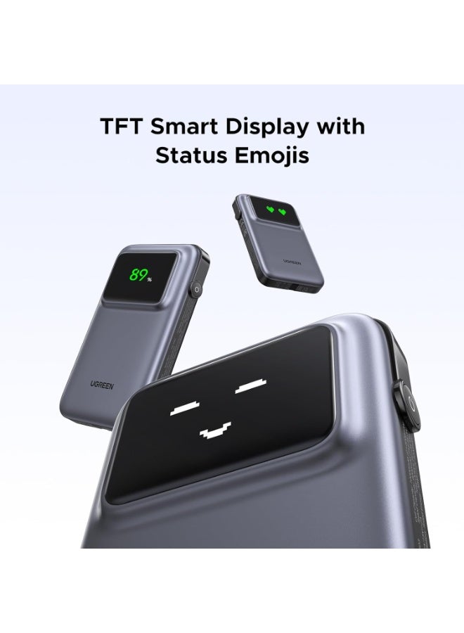 Ugreen Uno Power Bank with Built-in USB-C Cable 10,000mAh Portable Charger PD 30W Fast Charging Battery Pack with TFT Display for iPhone 16 Series/Galaxy S24/LG/Pixel/iPad/Airpods and More - Image 3