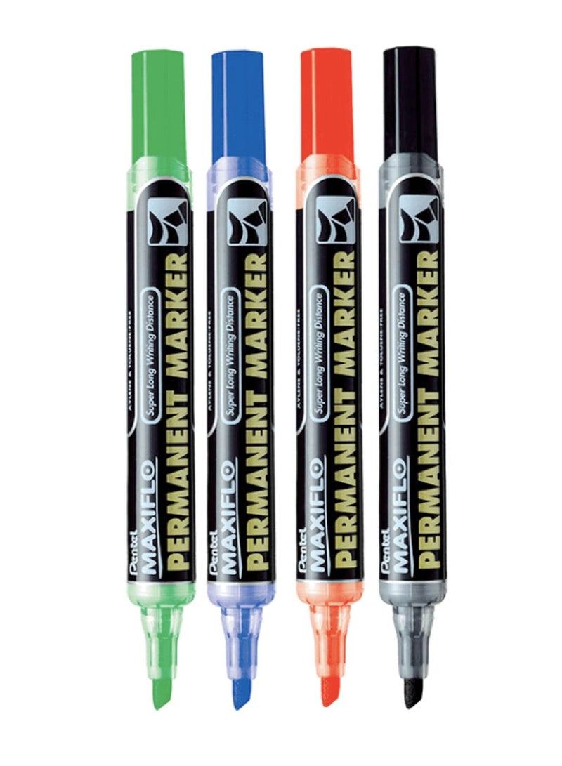 Pentel 4-Piece Permanent Marker Chisel Tip Multicolour - Image 1