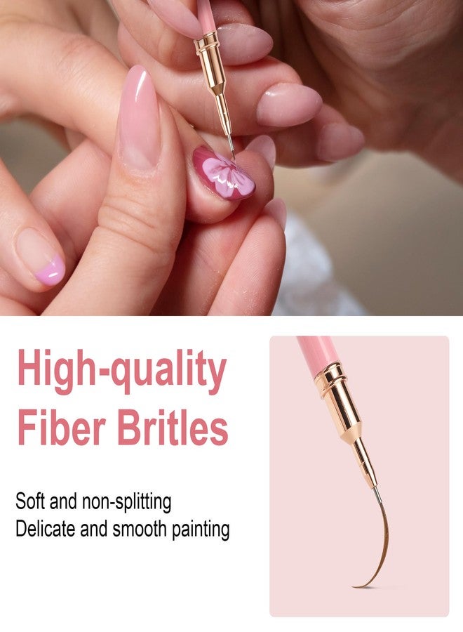 Artdone Metallic Nail Art Pens, Liner Brushes Set, 5PCS Pink Color Nail Tools For Long Lines, Thin Details, Fine Drawing, Liner Brush UV Gel Polish Painting Nail Design Sizes 5/8/12/20/25mm - Image 4