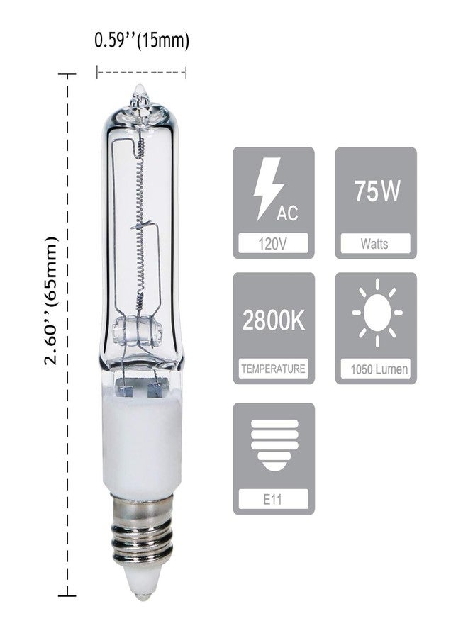 Comyan JDE11 4 Pack 120V 75W Dimmable T4 Mini Candelabra Base Warm White Halogen Lamp for Chandelier Ceiling Fan Table Lamp Cabinet Lighting - Image 3