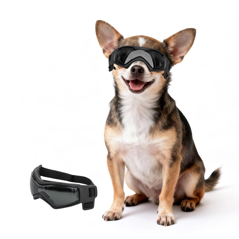 PETLESO Dog Goggles Small Breed, XS Dog Sunglasses Chihuahua Glasses Anti-UV Eyes Protection for XSmall Pets Tiny Dogs Cats, Black XS - Image 1