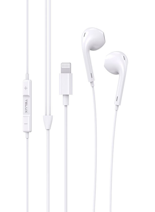 تيلكس سماعات أذن ستيريو ساوندلينك لايتنينج، سماعات أذن سلكية عالية الجهير مزودة بميكروفون، أدوات تحكم مدمجة، ملاءمة مريحة، مشغلات ديناميكية 14 مم، كابل متين 1.2 متر - أبيض - Image 2