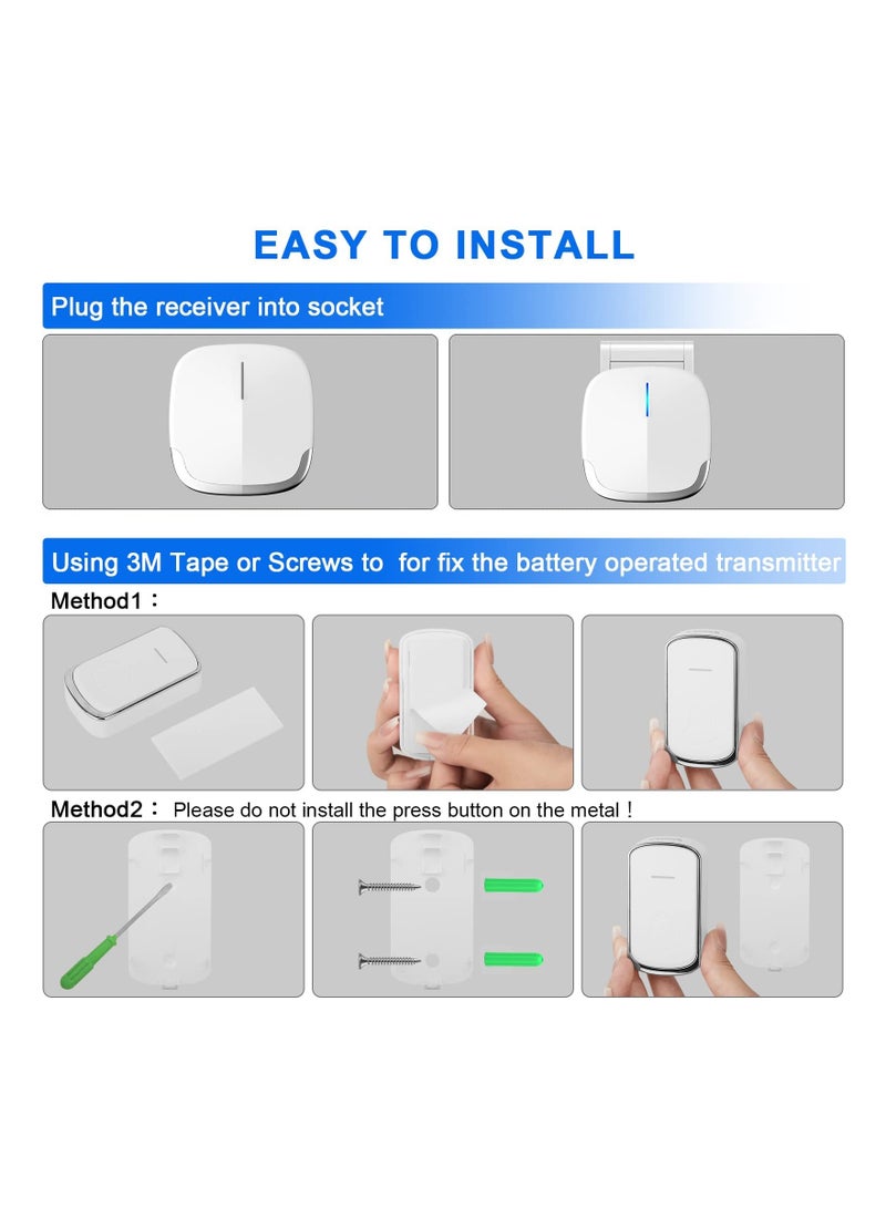 Expand Your Communication with Wireless Doorbell Kit Plug-in Waterproof with 58 Melodies 5 Volume Levels 850 Ft Range Ideal for Home Office and Classroom  - Image 4