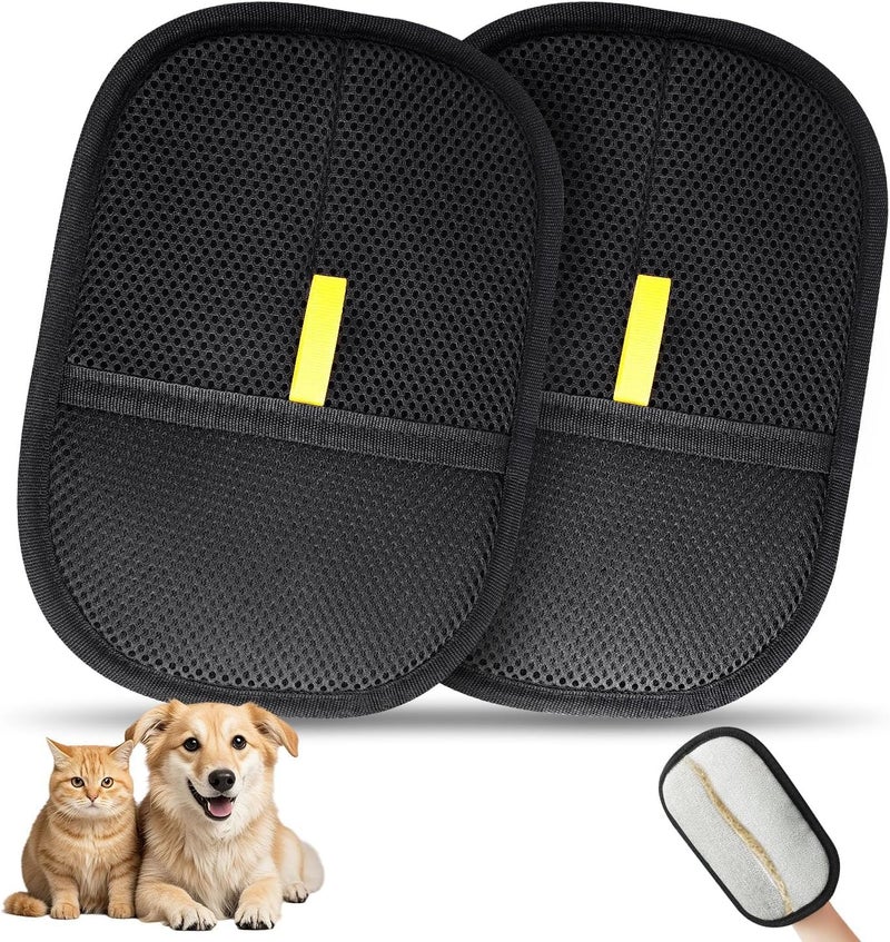 CILVEEC Pet Hair Remover Pet Hair Remover Electrostatic Gloves, Reusable Grooming Gloves for Dogs&Cats, Upgraded Pet Hair Removal Tool, Pet Hair Brush for Furniture/Carpet/Clothing (2 Pack Black) - Image 1