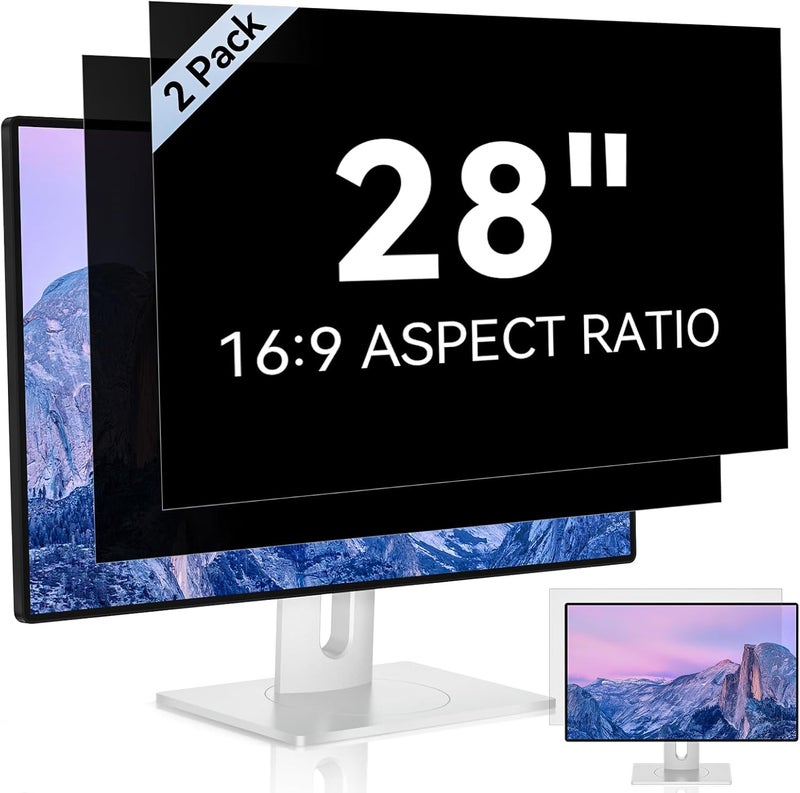 Mamol [2 Pack] 28 Inch Computer Privacy Screen for 16:9 Aspect Ratio Widescreen Monitor, Eye Protection Anti Glare Blue Light Computer Monitor Privacy Filter, Removable Anti-Scratch 28in Protector Film - Image 1