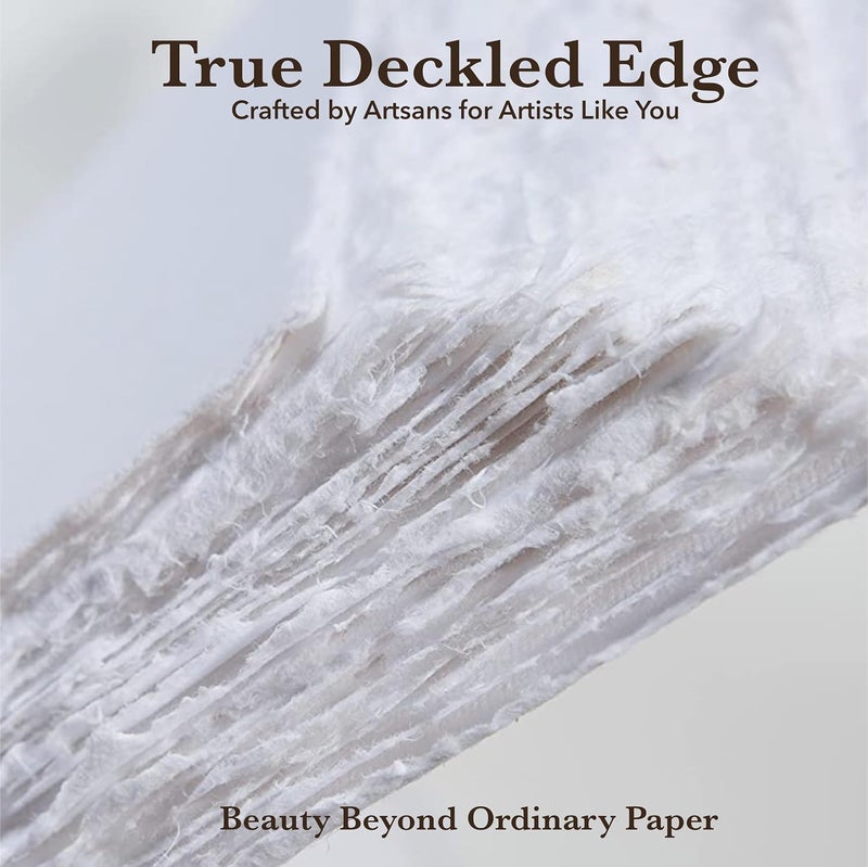 Wanderings Handmade White Deckle Edge Blank Paper - 10x12” - Recycled - Pack of 25 - Watercolour/Mixed Media Paper - Artwork Posters Signs Menus Invitations - Extra Thick 300 GSM - Large - Image 5
