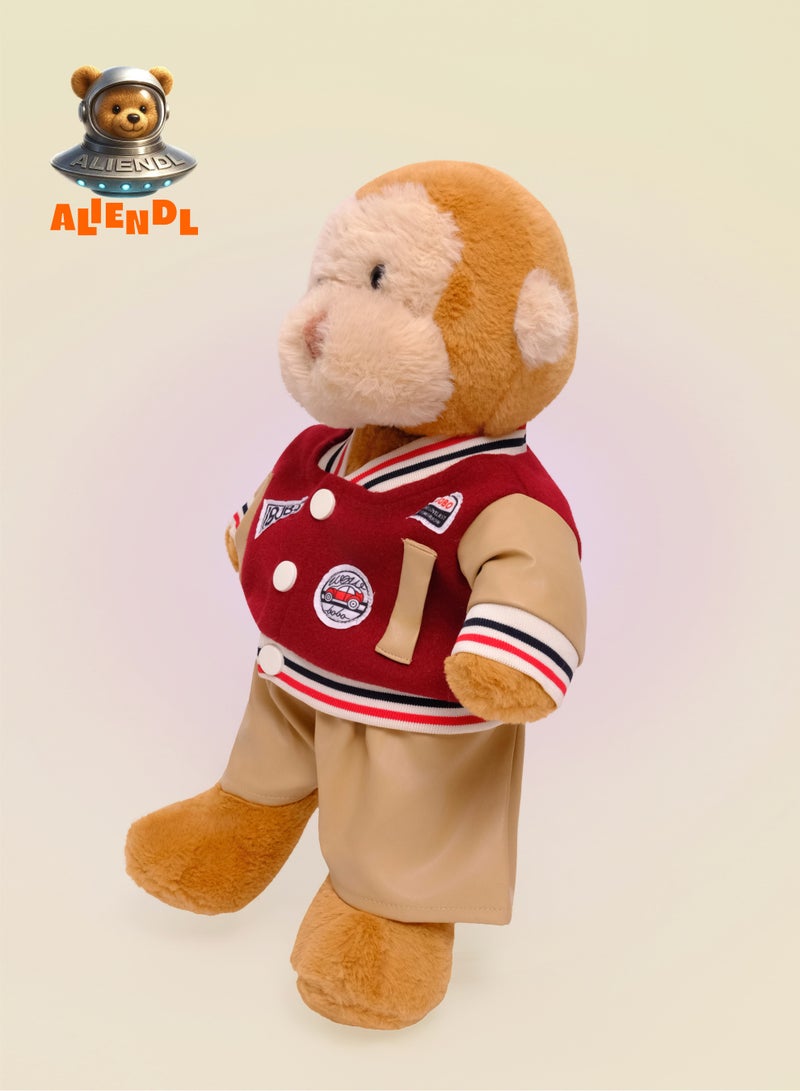 ALIENDL Clever Monkey – Plush Monkey Stuffed Animal Toy for Baby Kids, Soft Cute Monkey Plush Doll Gift Set with Removable Clothes & Pouch, Perfect Gift for Kids, Boys, Girls, Friends & Couples - Image 2