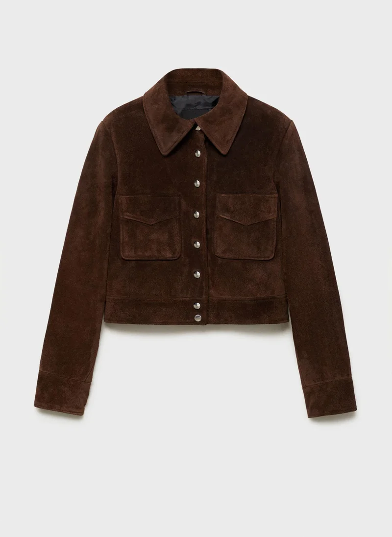 MANGO Split Leather Jacket