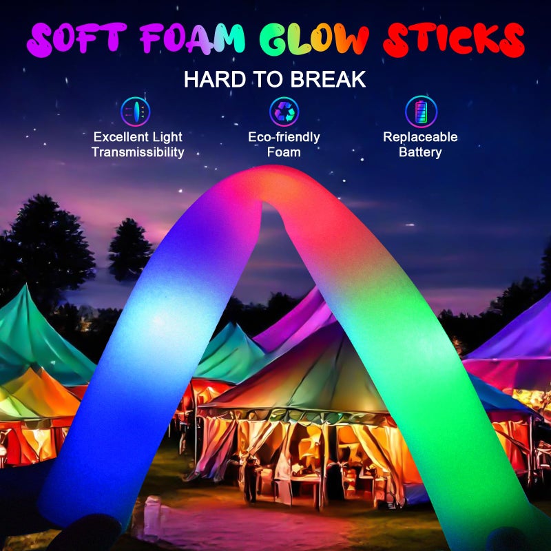 HONLYNE 46 PCS Foam Glow Sticks with 3 Modes Colorful Flashing, Foam Light Up Sticks, LED Light Sticks, Glow Sticks Party Pack for Halloween, New Year, Wedding, Raves, Concert, Christmas - Image 4