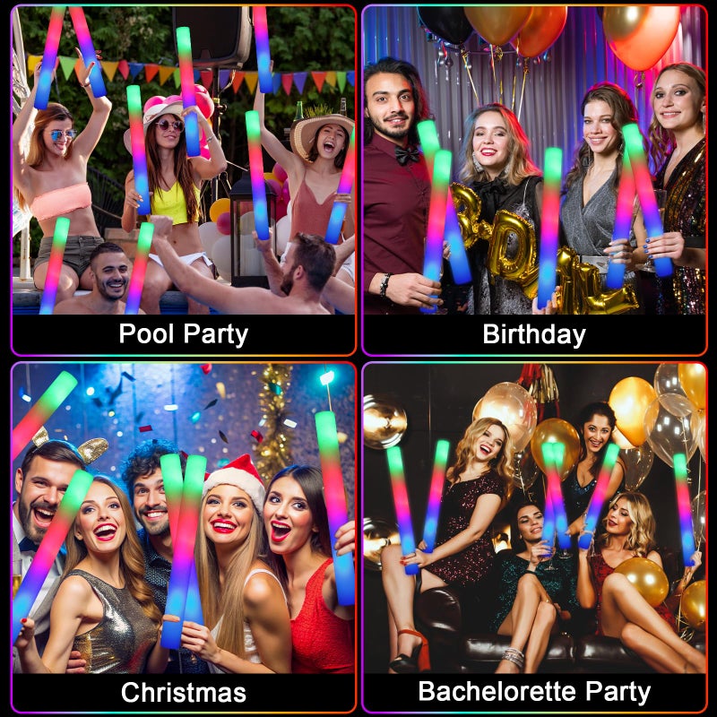 HONLYNE 46 PCS Foam Glow Sticks with 3 Modes Colorful Flashing, Foam Light Up Sticks, LED Light Sticks, Glow Sticks Party Pack for Halloween, New Year, Wedding, Raves, Concert, Christmas - Image 3