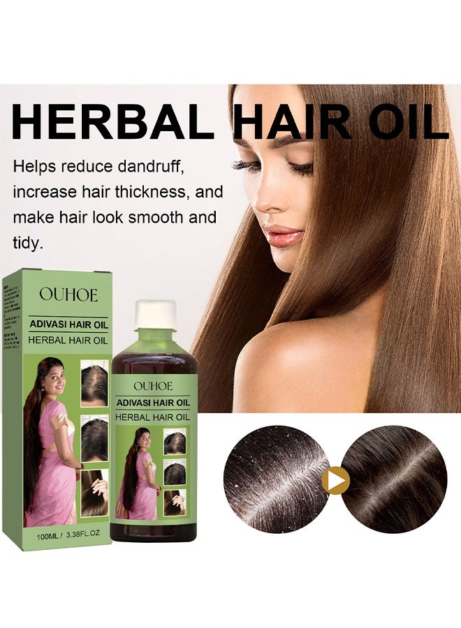 OUHOE Adivasi Hair Oil Herbal, Original Hair Growth Oil 3 IN 1 Original Hair Adivasi Hair Growth Oil, Ayurvedic Adiwasi Herbal Kesh Tel With Natural Rosemary Essential & Biotin For Control Hairfall Anti Dandruff 100ml - Image 3