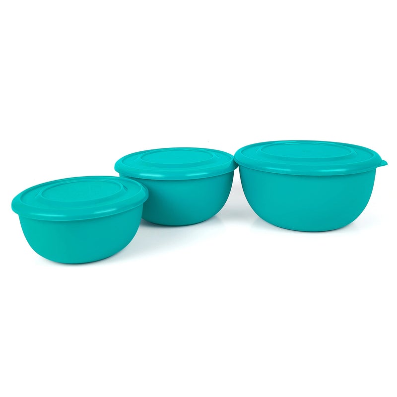 Zaib Microwave Safe Stainless Steel Mixing Bowl Set of 3 with Lid | Food Storage Containers for Kitchen | Fridge & Freezer Safe | 500 ml, 800 ml, 1250 ml (3 Classic Turquoies Bowl) - Image 4
