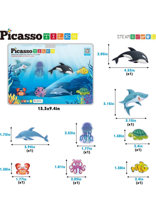 PicassoTiles Picasso Magnetic Block Marine Animals 8-pieces - Image 3