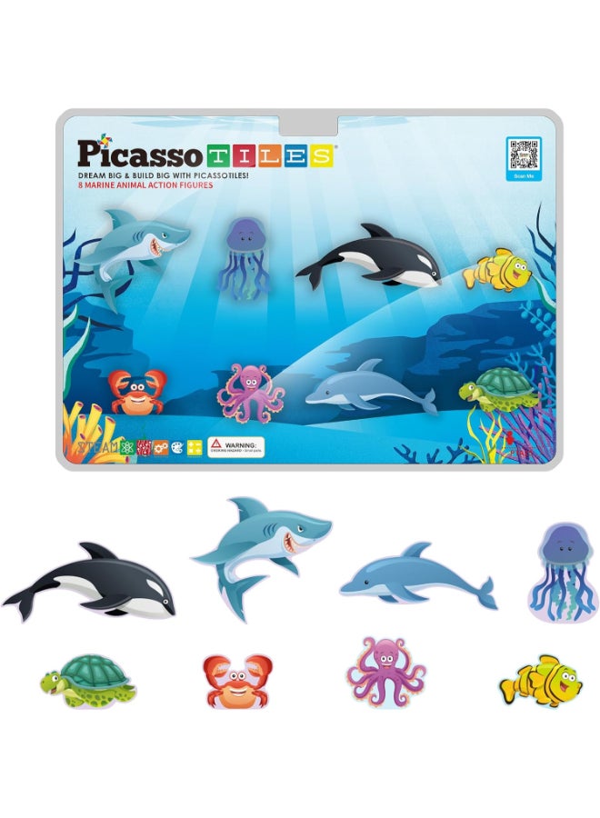 PicassoTiles Picasso Magnetic Block Marine Animals 8-pieces - Image 1
