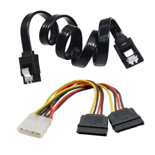 PARUHT Cable Combo, 4 Pin Molex to 2X Sata Power Y Plus SATA III Data Cable with Locking Latch, Compatible with HDD, SSD, DVD Writer, Hard Disk Drive (1+1) - Image 5