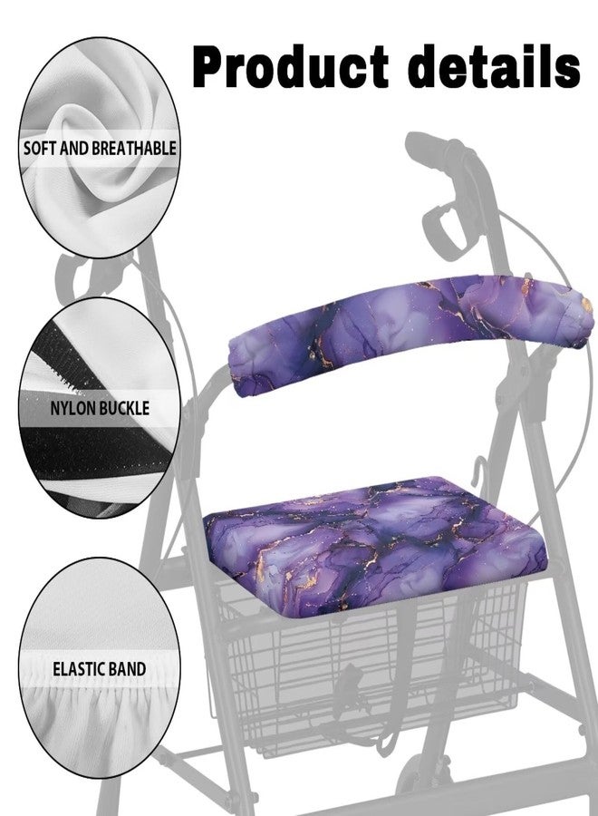 Luarisgur Purple Marble Rollator Accessories for Seniors Soft Walkers for Seniors with Seat Gift Covers Pattern Universal Rollator Walker Seat and Backrest Covers for Ladies - Image 5