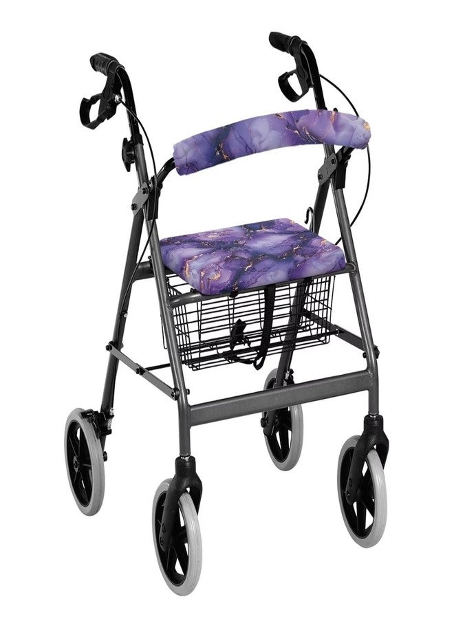 Luarisgur Purple Marble Rollator Accessories for Seniors Soft Walkers for Seniors with Seat Gift Covers Pattern Universal Rollator Walker Seat and Backrest Covers for Ladies - Image 1