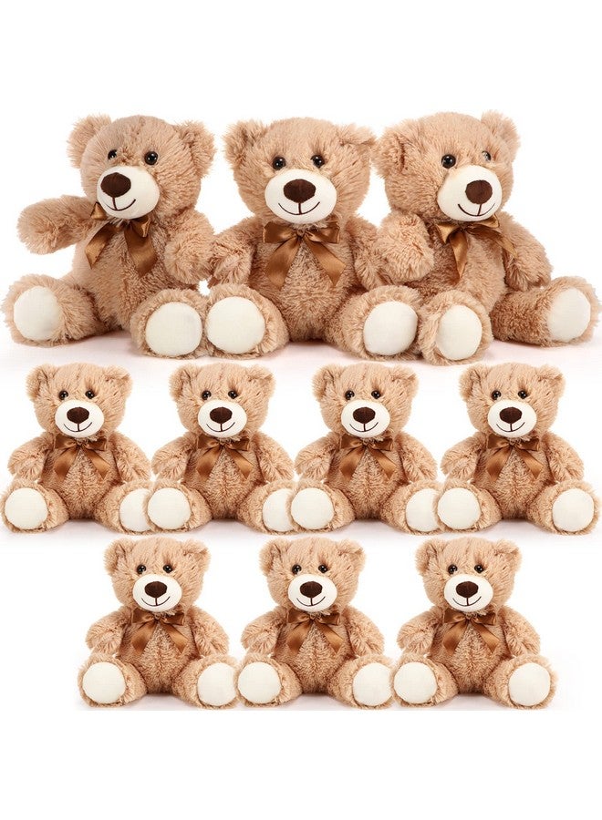 Skylety 10 Pcs Bears Bulk 10-14 Inches Stuffed Animal Plush Toys Birthday Party Favors(Light Brown) - Image 1