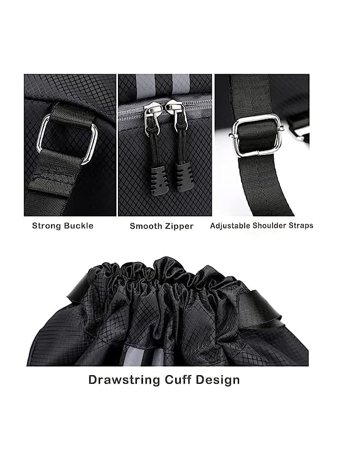 vesus Unisex Drawstring Backpack, Large Oxford Gym Bag, Waterproof Travel Bag, Student Backpack, Durable Sports Ball Bag with Shoe Compartment, for Sports Holidays School Swimming - Image 3