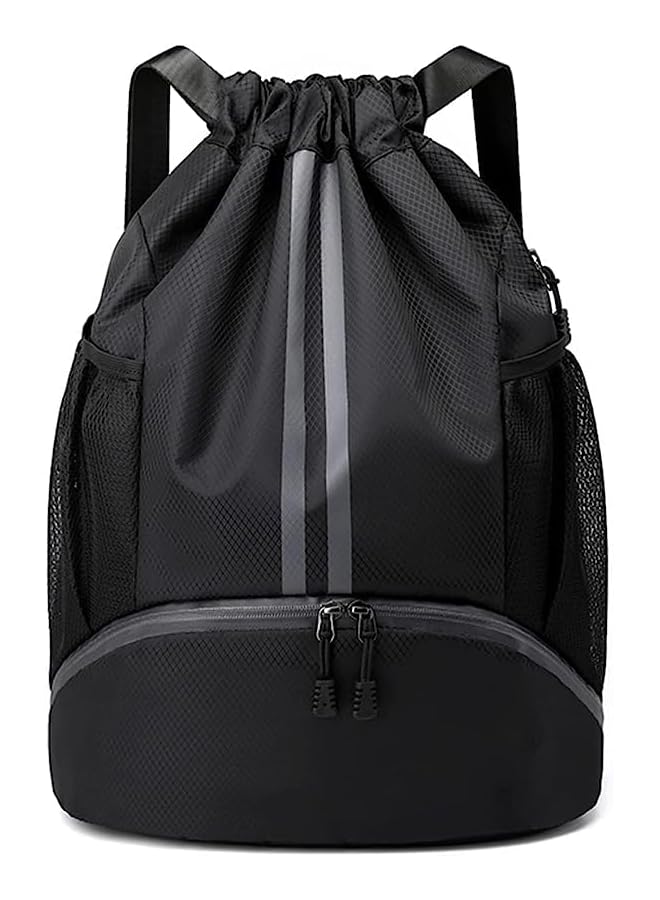 vesus Unisex Drawstring Backpack, Large Oxford Gym Bag, Waterproof Travel Bag, Student Backpack, Durable Sports Ball Bag with Shoe Compartment, for Sports Holidays School Swimming - Image 2