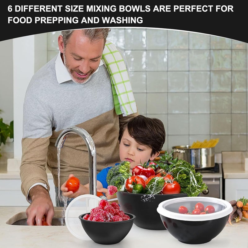 Greentainer Plastic Mixing Bowls with Lids Set for Kitchen, 6 Set Nesting Bowls for Mixing, Baking, Prepping, Cooking and Serving Food, Mixing Bowls Dishwasher, Microwave Safe - Image 5