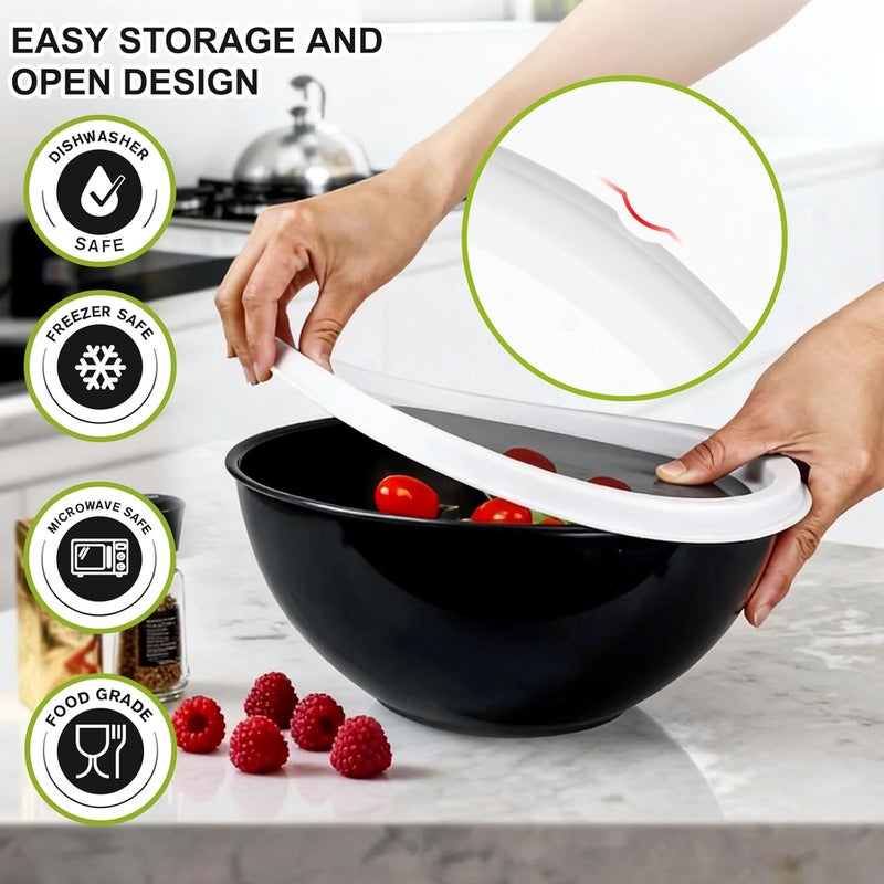 Greentainer Plastic Mixing Bowls with Lids Set for Kitchen, 6 Set Nesting Bowls for Mixing, Baking, Prepping, Cooking and Serving Food, Mixing Bowls Dishwasher, Microwave Safe - Image 4