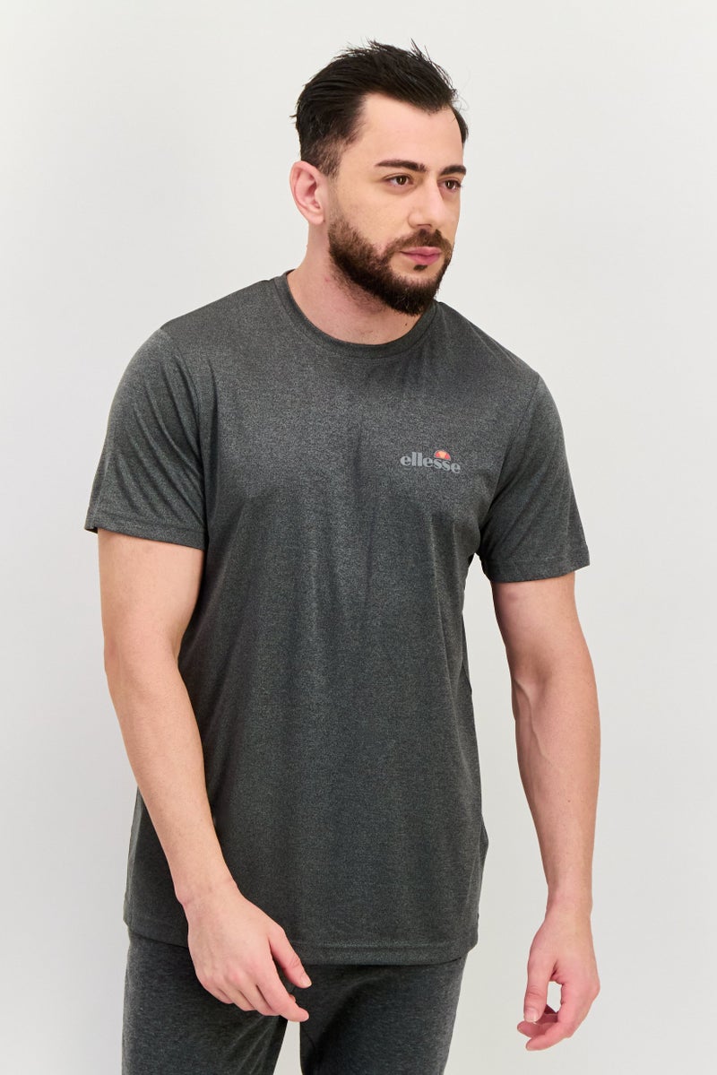 Ellesse تي شيرت تدريب قصير الأكمام للرجال، رياضي، رمادي - Image 1