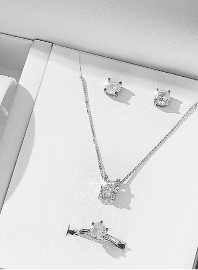 Geneva Shining Ladies Watches Gifts Set with Diamond Decorated Bracelet Necklace Ring Earrings Luxury Fashion Quartz Wrist Womens Watch 5Pcs Set - Image 3
