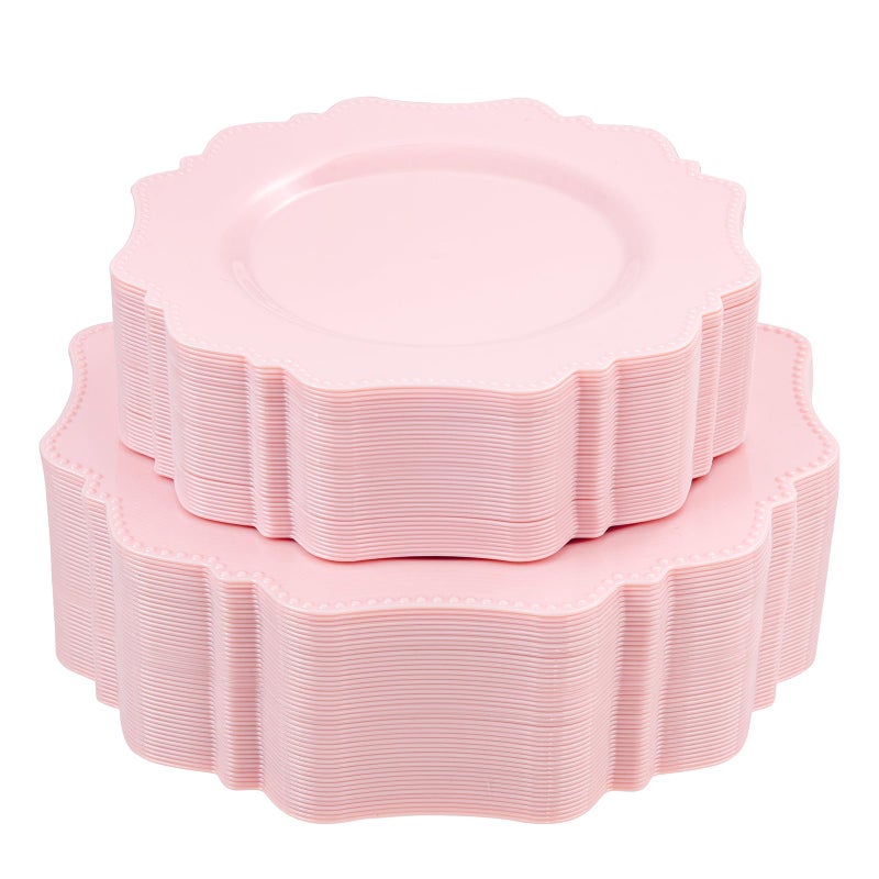 COLOSUS Disposable Pink Party Plastic Plates Set 60 Pack 30 Guest Dinner  SaladDessert Plate for Spring Wedding Birthday Party DinnerEaster Day party plates