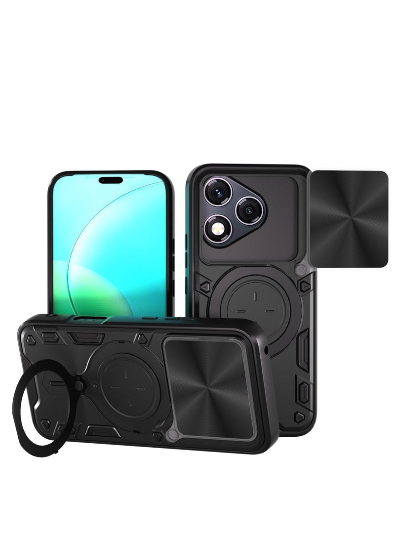 General Case for Honor 400 Lite 5G, Ultra-thin Silicone TPU Shockproof Hybrid Hard PC Cool Style Cover, with Slide Camera Cover and Metal Ring Magnetic Kickstand  - Image 1