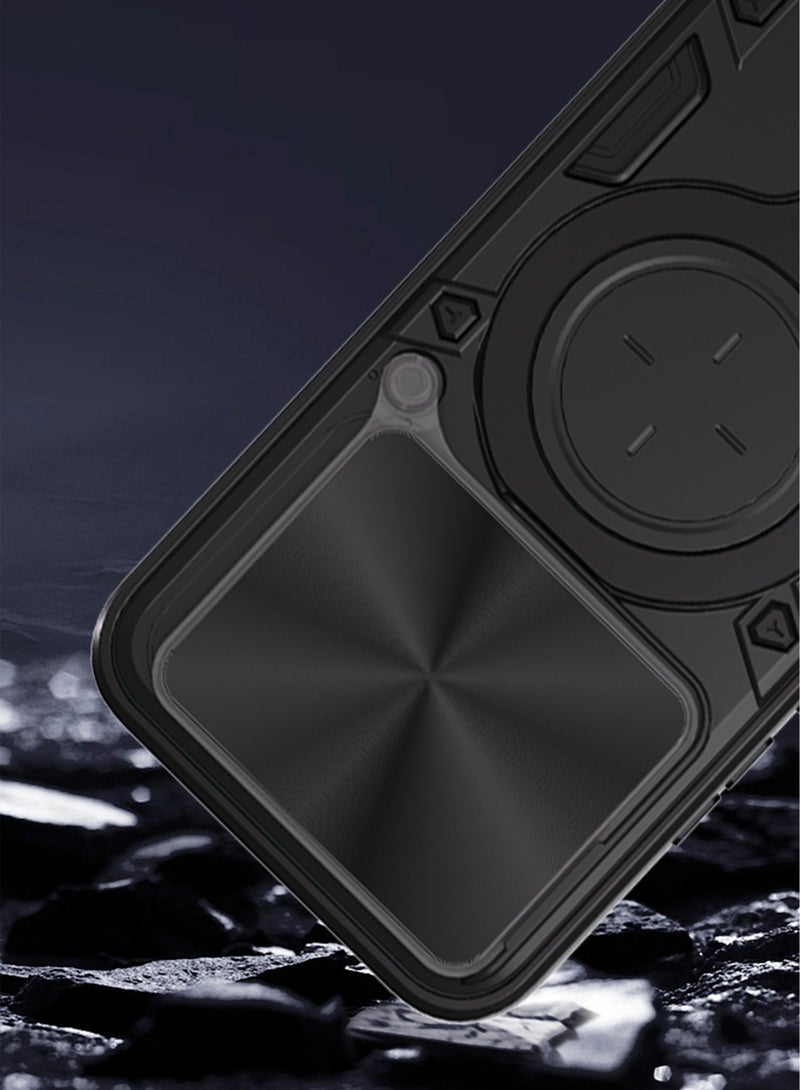 General Case for Honor 400 Lite 5G, Ultra-thin Silicone TPU Shockproof Hybrid Hard PC Cool Style Cover, with Slide Camera Cover and Metal Ring Magnetic Kickstand  - Image 3