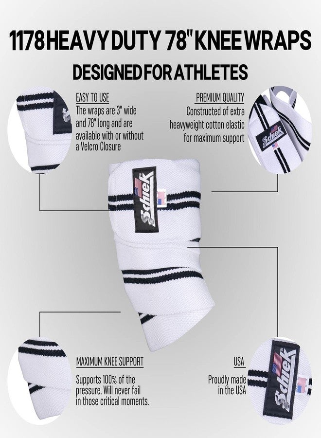 Schiek Sports Model 1178 Heavy Duty 78" Knee Wraps - White/Black - Image 3