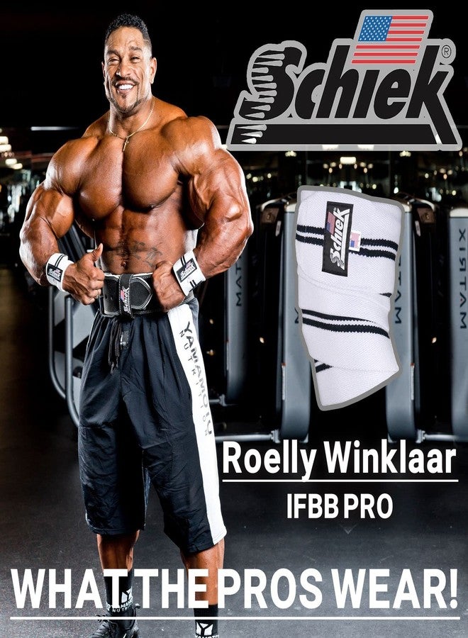Schiek Sports Model 1178 Heavy Duty 78" Knee Wraps - White/Black - Image 4