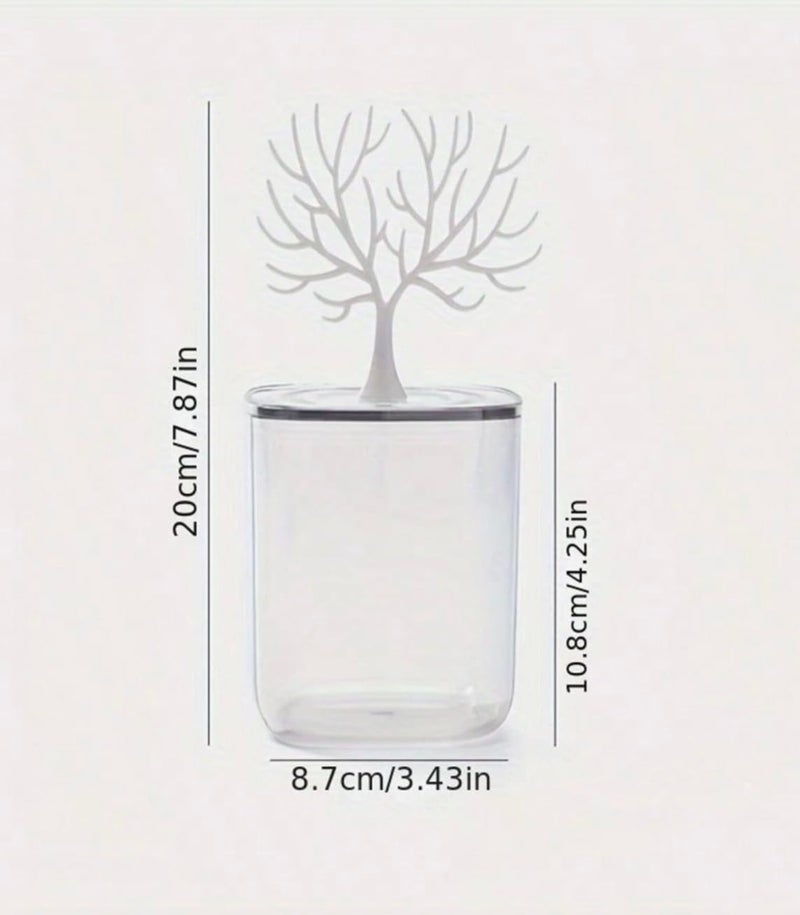Homies HOMIES Deer antlertree top Acrylic jar Holder Storage Canister for Cotton Ball makeup sponges Cotton Swab Pads Floss Jewellery Storage Display Rack For Bathroom vanity countertop Bedroom - Image 4