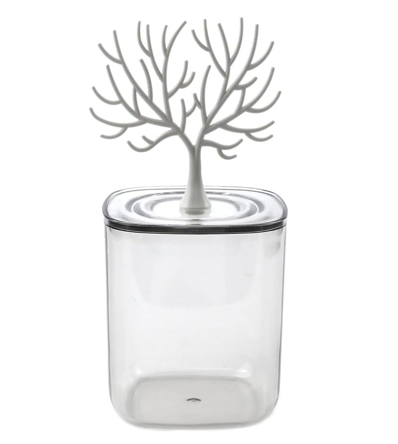 Homies HOMIES Deer antlertree top Acrylic jar Holder Storage Canister for Cotton Ball makeup sponges Cotton Swab Pads Floss Jewellery Storage Display Rack For Bathroom vanity countertop Bedroom - Image 1
