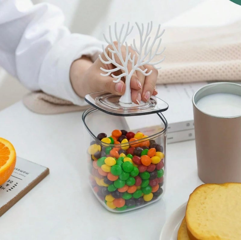 Homies HOMIES Deer antlertree top Acrylic jar Holder Storage Canister for Cotton Ball makeup sponges Cotton Swab Pads Floss Jewellery Storage Display Rack For Bathroom vanity countertop Bedroom - Image 2