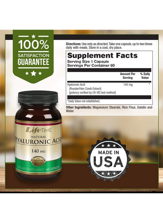 Lifetime LIFETIME Natural Hyaluronic Acid | Supports Healthy Skin & Joints | Skin Hydration, Joint Lubrication| Made in Our own Facility | 140mg | 60 Capsules  - Image 2