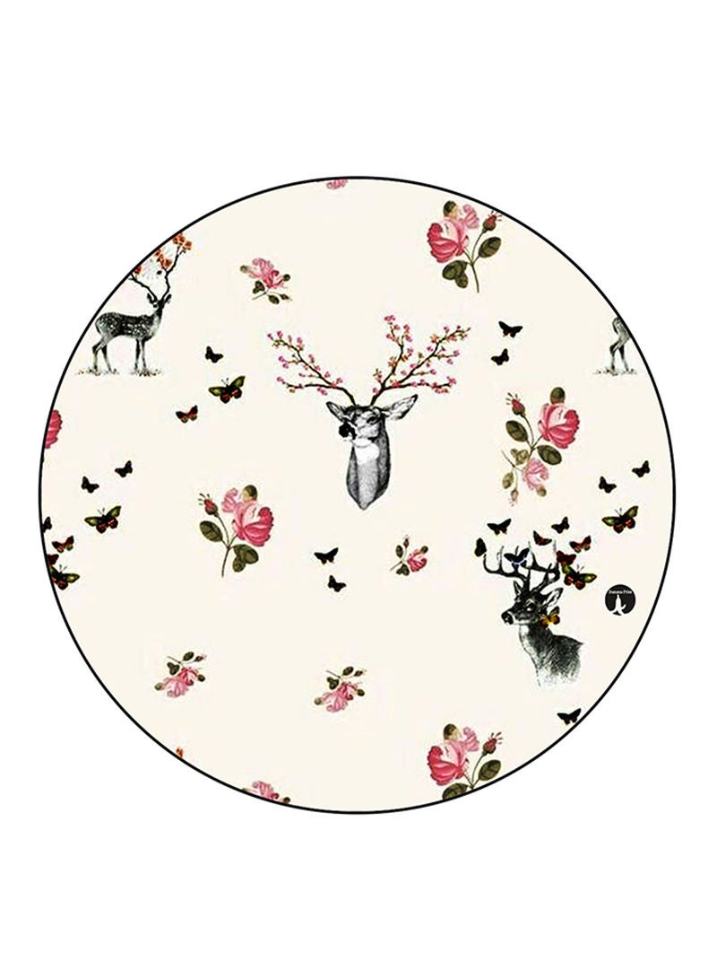 RKN Deers Printed Mouse Pad  Round  Multicolour