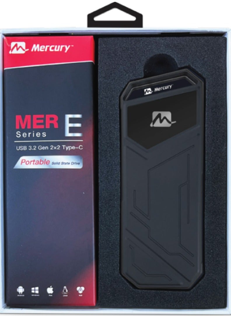 ميركيري Mercury SSD MERE - سلسلة Mercury Portable SSD بإضاءة RGB - USB3.2، TypeC - سرعة قراءة تصل إلى 2100 ميجابايت/ثانية، سرعة كتابة 1800 ميجابايت/ثانية - مع كابل Ctype متضمن (4، تيرابايت) - Image 2