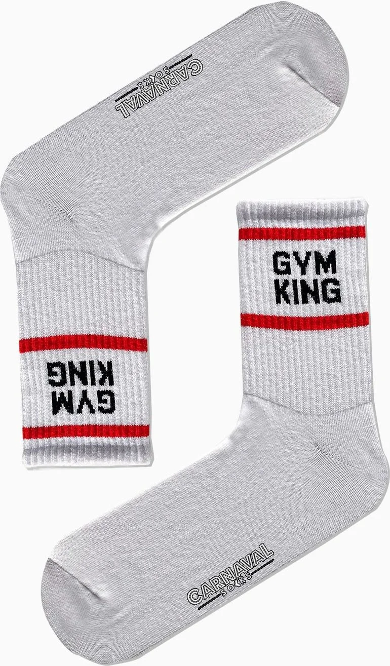 Carnaval Socks Gym King Written Patterned Colorful Sports Socks