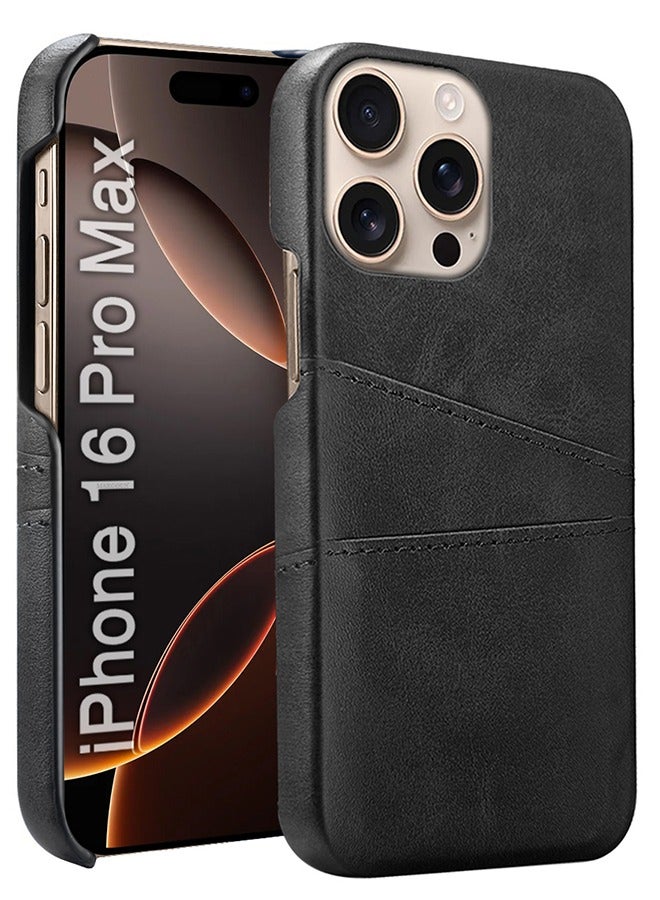 CATANES iPhone 16 Pro Max Case Cover Leather with Card Holder for Men Women Phone Case - Black  - Image 1
