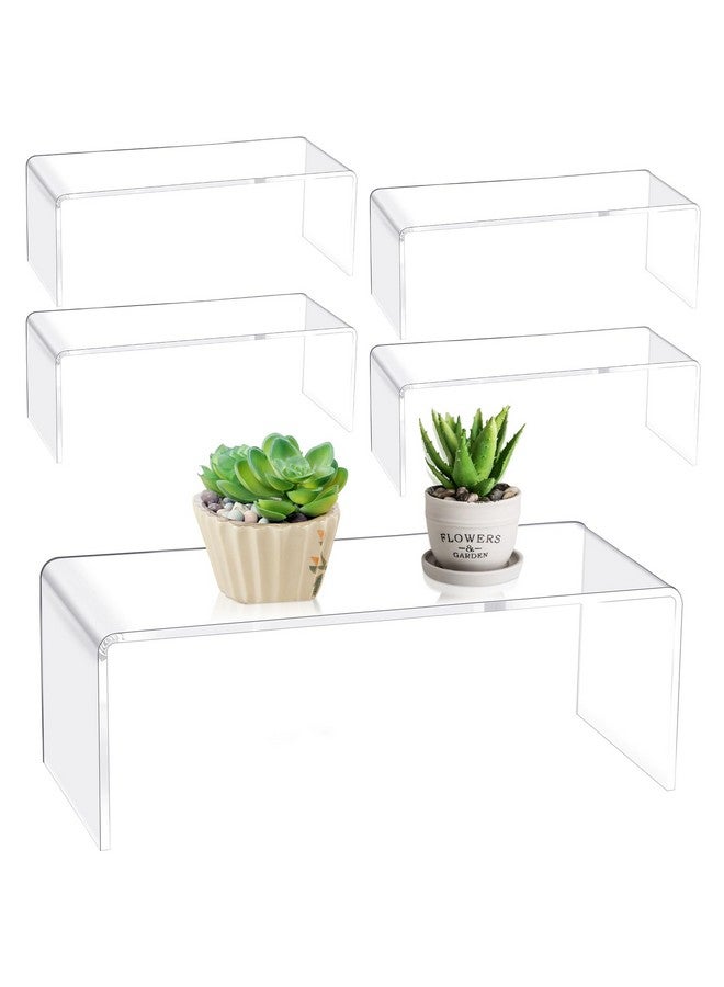 Shellwei 4 Pcs Acrylic Display Risers Rectangular Clear Cupcake Stand Holder Large Shelf Risers for Figures, Dessert Shelves for Party, Risers Stands for Decoration and Organize(11'' X 4.5'' X 4'') - Image 1