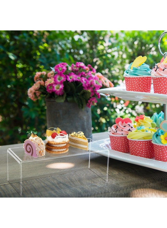 Shellwei 4 Pcs Acrylic Display Risers Rectangular Clear Cupcake Stand Holder Large Shelf Risers for Figures, Dessert Shelves for Party, Risers Stands for Decoration and Organize(11'' X 4.5'' X 4'') - Image 4