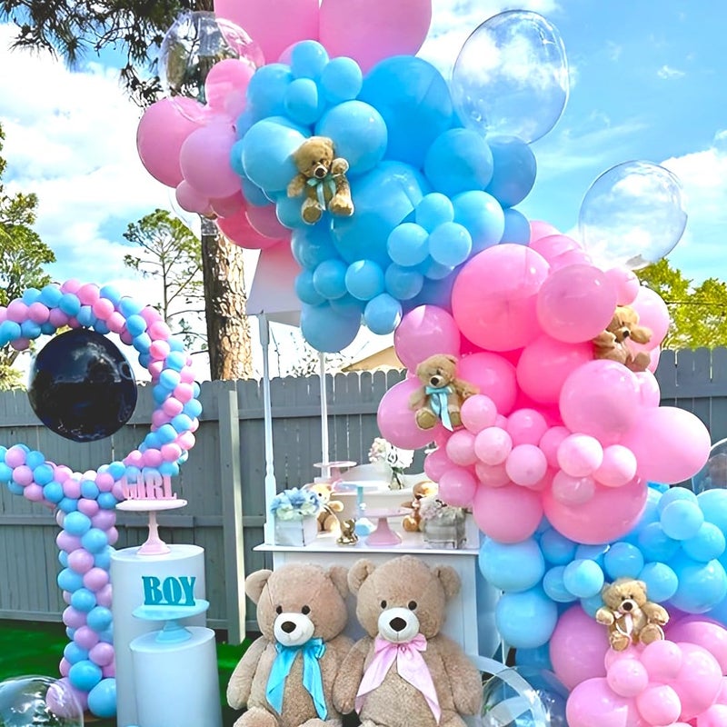 Qmraercu Pink and Blue Balloons, 50 Pcs 12 Inch Pink Blue Party Balloons With Pink Blue Latex Balloon Ribbon Pink blue Balloons for Birthday Baby Shower Gender Reveal Wedding Party Decoration - Image 5